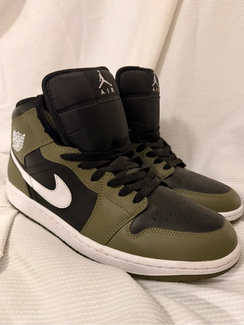 Nike Air Jordan 1 Mid Men’s Sneakers - Olive Green/Black/White